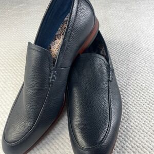 Paisley & Gray Mens Navy Pebbled Leather Loafers Size 10.5 Paisley Print 2000041